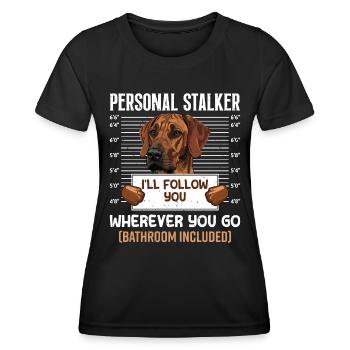 Rhodesian Ridgeback PERSONNEL STALKER Drôle - T-shirt sport Femme - noir - Devant - AI Model Female 172 light (172cm)