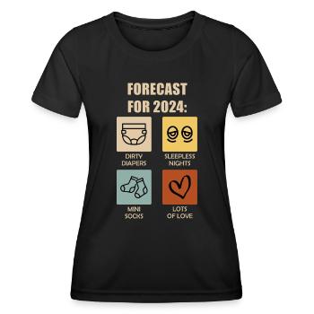 Werdende Eltern 2024 Vorhersage 2024 - Frauen Funktions-T-Shirt - Schwarz - Vorne - AI Model Female 172 light (172cm)