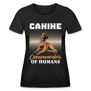 Malinois CANINE COMMANDER OF HUMANS Funny - Women's Functional T-Shirt - black - Front - AI Model Female 172 light (172cm)