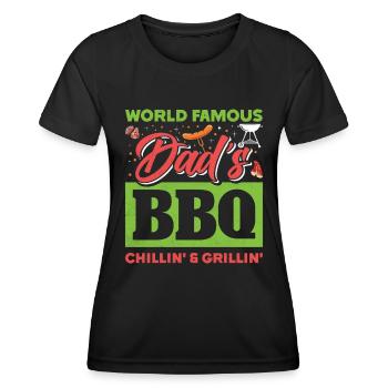 Barbecue WORLD FAMOUS DAD'S BBQ GRILLIN' CHILLIN' - Women's Functional T-Shirt - black - Front - AI Model Female 172 light (172cm)