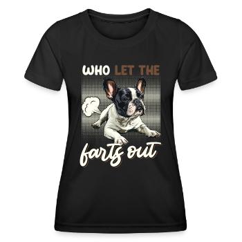 Bouledogue français QUI A LAISSÉ SORTIR LES PETS - T-shirt sport Femme - noir - Devant - AI Model Female 172 light (172cm)