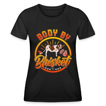Meat Fan BODY BY BRISKET Meat Lovers - Women's Functional T-Shirt - black - Front - AI Model Female 172 light (172cm)