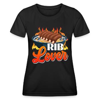 Fleischliebhaber RIB LOVER Grillfeier Lustiges - Frauen Funktions-T-Shirt - Schwarz - Vorne - AI Model Female 172 light (172cm)