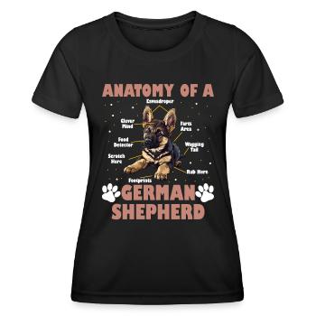 Hundebesitzer ANATOMIE DES DEUTSCHEN SCHÄFERHUNDES - Frauen Funktions-T-Shirt - Schwarz - Vorne - AI Model Female 172 light (172cm)