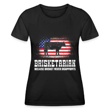 Grillfreunde BRISKETARIAN Fleischliebhaber Lustig - Frauen Funktions-T-Shirt - Schwarz - Vorne - AI Model Female 172 light (172cm)