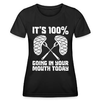 Barbecue party Ma viande finit dans ma bouche aujourd’hui - T-shirt sport Femme - noir - Devant - AI Model Female 172 light (172cm)