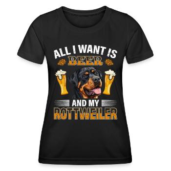 Rottie ALL I WANT IS BEER AND MY ROTTWEILER - Women's Functional T-Shirt - black - Front - AI Model Female 172 light (172cm)