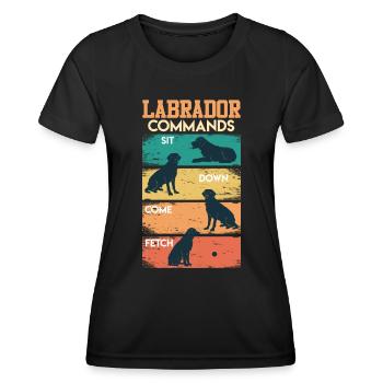 Labrador COMMANDOS Labrador Lover Drôle - T-shirt sport Femme - noir - Devant - AI Model Female 172 light (172cm)