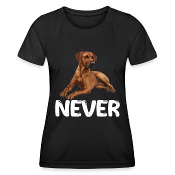Rhodesian Ridgeback NEVER Sture Ridgebacks - Frauen Funktions-T-Shirt - Schwarz - Vorne - AI Model Female 172 light (172cm)