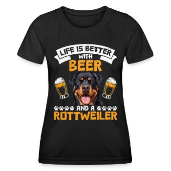 Rottie owner LIFE IS BETTER WITH BEER AND A - Women's Functional T-Shirt - black - Front - AI Model Female 172 light (172cm)