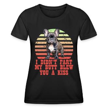 Frenchie n’a pas pété mes fesses t’a soufflé un baiser - T-shirt sport Femme - noir - Devant - AI Model Female 172 light (172cm)
