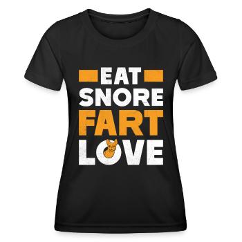 Bouledogue français MANGER RONFLEMENT PET AMOUR - T-shirt sport Femme - noir - Devant - AI Model Female 172 light (172cm)