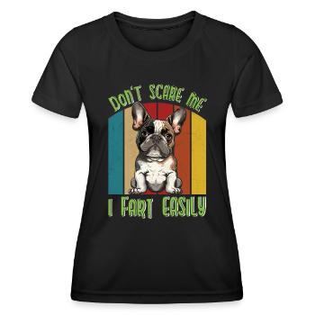 Bouledogue français NE ME FAIS PAS PEUR JE PÈTE - T-shirt sport Femme - noir - Devant - AI Model Female 172 light (172cm)