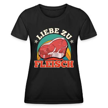Carnivore LOVE FOR MEAT Meat Fan - Women's Functional T-Shirt - black - Front - AI Model Female 172 light (172cm)