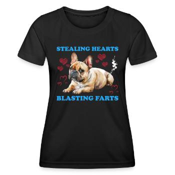 Bouledogue français VOLER DES CŒURS EXPLOSER - T-shirt sport Femme - noir - Devant - AI Model Female 172 light (172cm)
