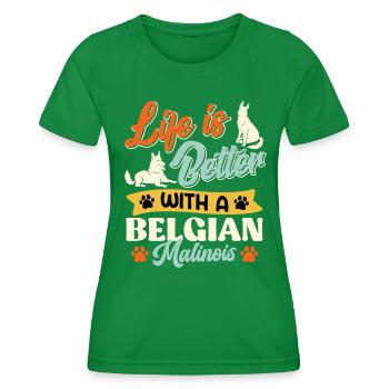 BELGISCHE SCHÄFERHUNDE MACHEN DAS LEBEN VOLLKOMMEN - Frauen Funktions-T-Shirt - Kelly Green - Vorne - AI Model Female 172 dark (172cm)