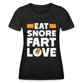 Bouledogue français MANGER RONFLEMENT PET AMOUR - T-shirt sport Femme - noir - Devant - AI Model Female 172 light (172cm)