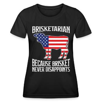 Grillfreunde BRISKETARIAN Fleischliebhaber Lustig - Frauen Funktions-T-Shirt - Schwarz - Vorne - AI Model Female 172 light (172cm)