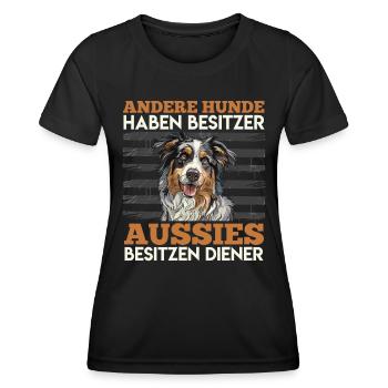 Aussie D’AUTRES CHIENS ONT DES PROPRIÉTAIRES LES AUSSIES ONT - T-shirt sport Femme - noir - Devant - AI Model Female 172 light (172cm)