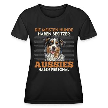 Aussie LA PLUPART DES CHIENS ONT DES PROPRIÉTAIRES AUSSIES - T-shirt sport Femme - noir - Devant - AI Model Female 172 light (172cm)