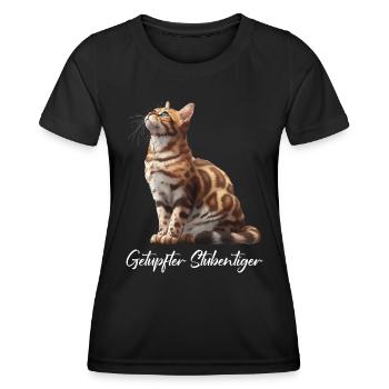 Bengal Cat SPOTTED HOUSE TIGER Funny Bengal - Women's Functional T-Shirt - black - Front - AI Model Female 172 light (172cm)