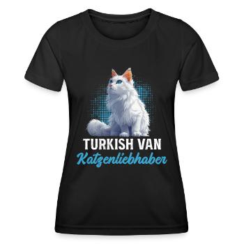 TURKISH VAN KATZENLIEBHABER Turkish Van - Frauen Funktions-T-Shirt - Schwarz - Vorne - AI Model Female 172 light (172cm)