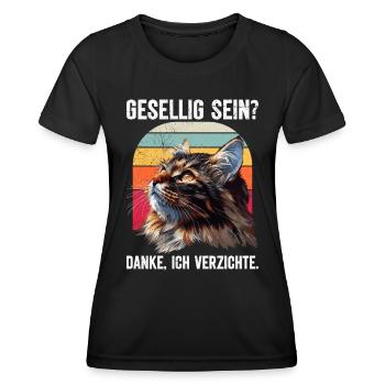 Maine Coon Cat BE SOCIABLE? THANK YOU. WAIVERS - Women's Functional T-Shirt - black - Front - AI Model Female 172 light (172cm)