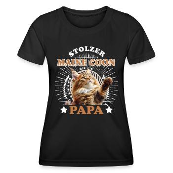 Katzenpapa MAINE COON STOLZER MAINE COON - Frauen Funktions-T-Shirt - Schwarz - Vorne - AI Model Female 172 light (172cm)