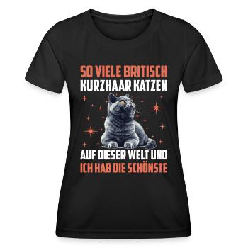 British Shorthair SO MANY BRITISH SHORTHAIRS - Women's Functional T-Shirt - black - Front - AI Model Female 172 light (172cm)