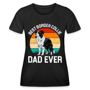 Hundepapa BEST BORDER COLLIE DAD EVER Lustiges - Frauen Funktions-T-Shirt - Schwarz - Vorne - AI Model Female 172 light (172cm)