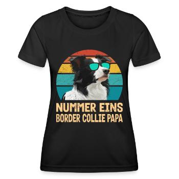 Border Collie PAPA BORDER COLLIE NUMÉRO UN - T-shirt sport Femme - noir - Devant - AI Model Female 172 light (172cm)