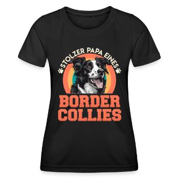 Border Collie FIER PAPA D’UN BORDER COLLIE - T-shirt sport Femme - noir - Devant - AI Model Female 172 light (172cm)