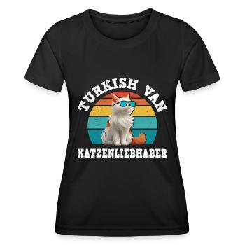 TURKISH VAN CAT LOVERS Turkish Van - Women's Functional T-Shirt - black - Front - AI Model Female 172 light (172cm)