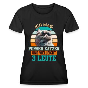 Cat owners I LIKE PERSIAN CATS AND 3 PEOPLE - Women's Functional T-Shirt - black - Front - AI Model Female 172 light (172cm)
