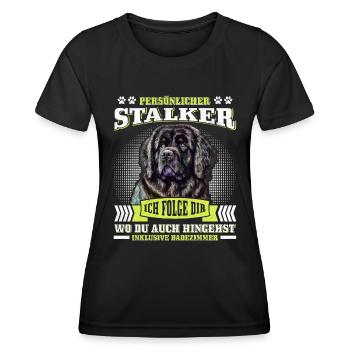 Newfie PERSONAL STALKER Drôle Terre-Neuve - T-shirt sport Femme - noir - Devant - AI Model Female 172 light (172cm)