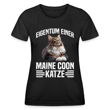Maine Coon PROPERTY OF A MAINE COON CAT - Women's Functional T-Shirt - black - Front - AI Model Female 172 light (172cm)