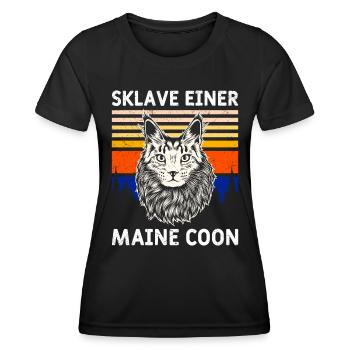 Maine Coon SKLAVE EINER MAINE COON Katzenbesitzer - Frauen Funktions-T-Shirt - Schwarz - Vorne - AI Model Female 172 light (172cm)