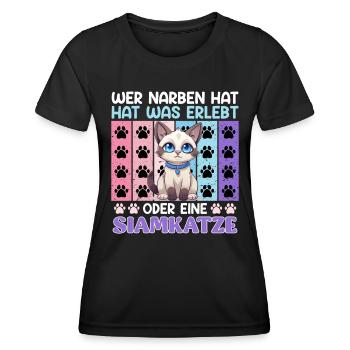 Siamkatzen WER NARBEN HAT HAT EINE SIAMKATZE - Frauen Funktions-T-Shirt - Schwarz - Vorne - AI Model Female 172 light (172cm)