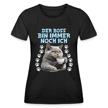 British Shorthair WHO AM STILL ME - Women's Functional T-Shirt - black - Front - AI Model Female 172 light (172cm)