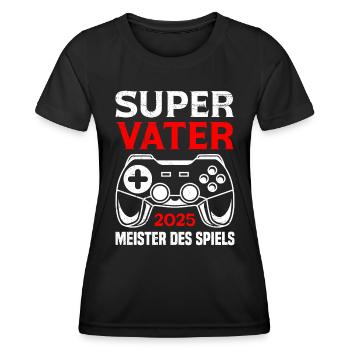 Future dad SUPER DAD 2025 CHAMPION OF - Women's Functional T-Shirt - black - Front - AI Model Female 172 light (172cm)