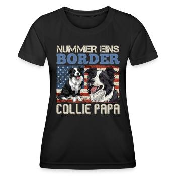 Border Collie PAPA BORDER COLLIE NUMÉRO UN - T-shirt sport Femme - noir - Devant - AI Model Female 172 light (172cm)