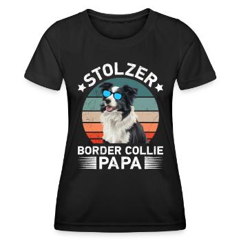 Hundepapa STOLZER BORDER COLLIE PAPA Hundebesitzer - Frauen Funktions-T-Shirt - Schwarz - Vorne - AI Model Female 172 light (172cm)