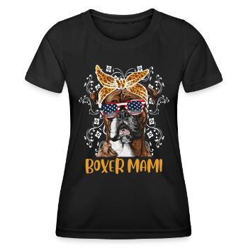 Deutscher Boxer Hundemama BOXER MAMI Boxer - Frauen Funktions-T-Shirt - Schwarz - Vorne - AI Model Female 172 light (172cm)