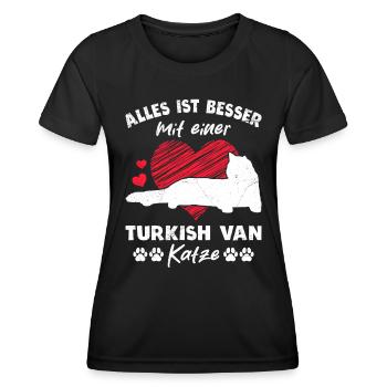 Turkish Van EVERYTHING IS BETTER WITH A TURKISH VAN - Women's Functional T-Shirt - black - Front - AI Model Female 172 light (172cm)