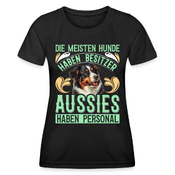 AUSSIES HAVE STAFF MOST DOGS HAVE - Women's Functional T-Shirt - black - Front - AI Model Female 172 light (172cm)