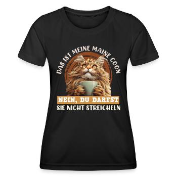 Propriétaires de chats NE CARESSEZ PAS MON MAINE COON - T-shirt sport Femme - noir - Devant - AI Model Female 172 light (172cm)
