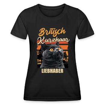 Britische Kurzhaar Besitzer BRITISCH KURZHAAR - Frauen Funktions-T-Shirt - Schwarz - Vorne - AI Model Female 172 light (172cm)