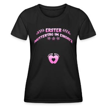 Mothers FIRST MOTHER'S DAY IN ACTION Fun - Women's Functional T-Shirt - black - Front - AI Model Female 172 light (172cm)