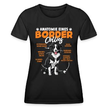 Border Collie ANATOMIE D’UN BORDER COLLIE Drôle - T-shirt sport Femme - noir - Devant - AI Model Female 172 light (172cm)