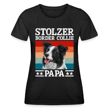 Hundepapa STOLZER BORDER COLLIE PAPA Hundebesitzer - Frauen Funktions-T-Shirt - Schwarz - Vorne - AI Model Female 172 light (172cm)